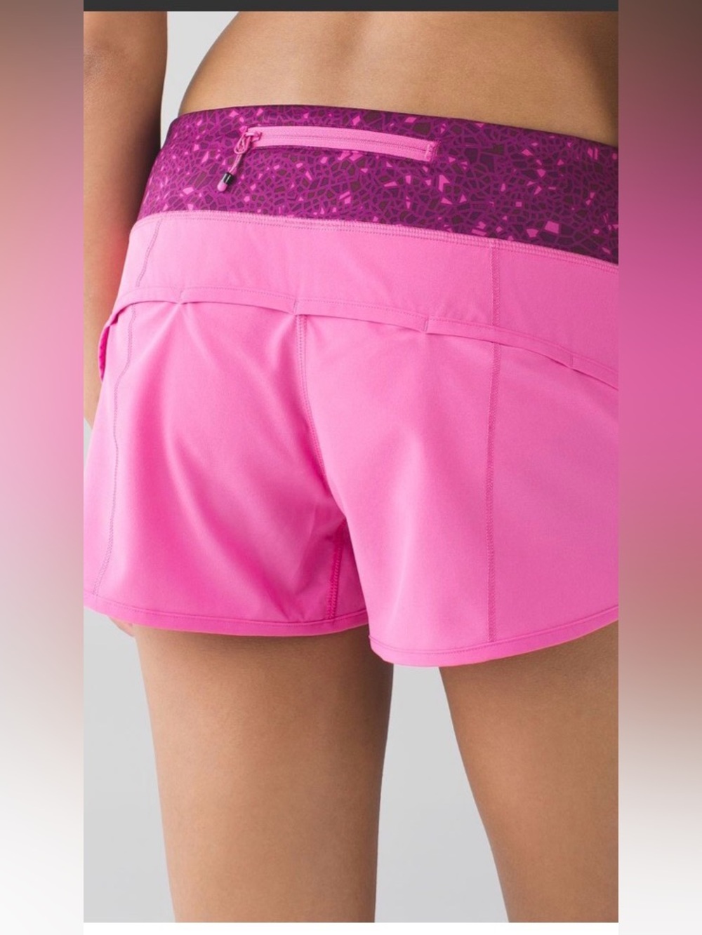 lululemon athletica speed short pink paradise 2.5” Magenta Patterned Waistband